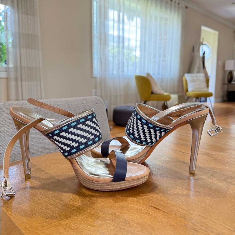 Coach Black and Tan Sandals with Ankle Strap - Picture 2 of 3